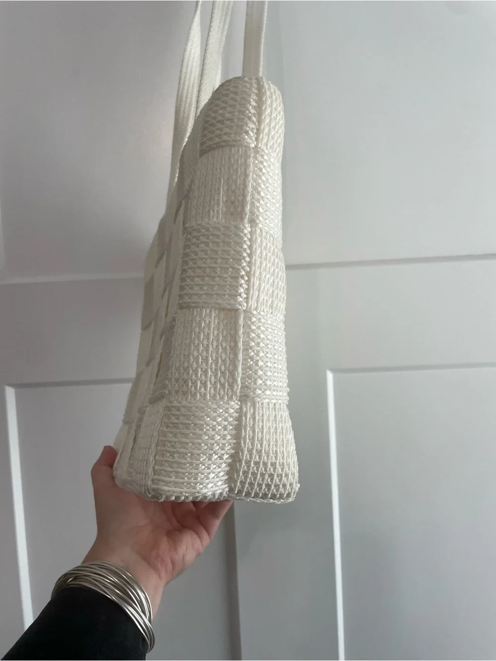 Creazioni Alma Made in Italy Ivory Woven Tote Shoulder Bag Quiet Luxury